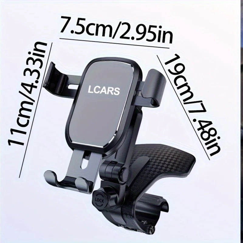 Lcars Metal-Textured Multifunctional Car Phone Holder, with Metal Clamp Arm and Abs Plastic Material, Used for Phone Navigation and Entertainment, Does Not Block the Line of Sight, Can Be Adjusted to Multiple Angles, Supports