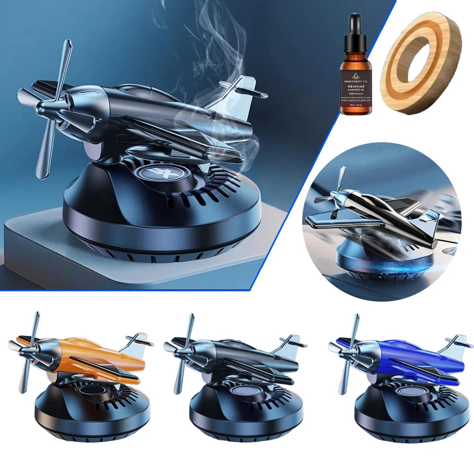 Solar Car Air Freshener Helicopter Ornament | Rotating Propeller Auto Diffuser