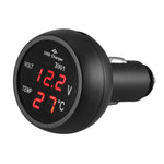 3 in 1 Car LED Digital Voltmeter Thermometer USB Charger | 12V/24V Digital Display Mo alternate view