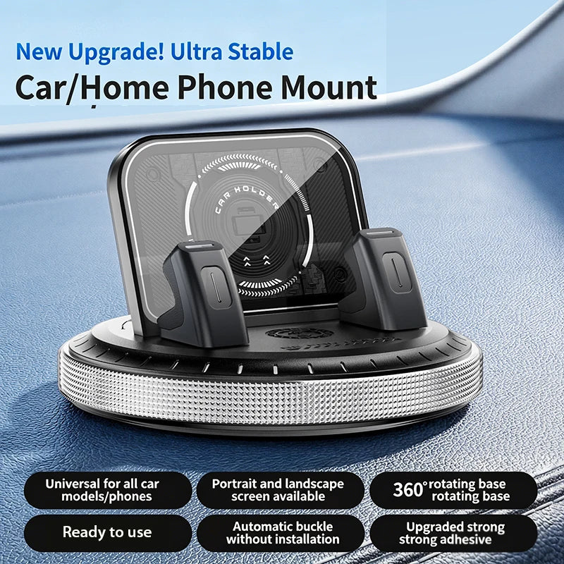Lcars New Car Phone Holder, 360-Degree Rotating Adjustable Dashboard Mount, Stable Anti-Slip Support for Phone Navigation and Entertainment