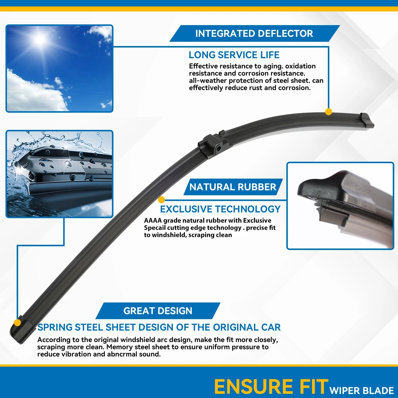Front Wiper Blades for Mercedes Benz C Class W204 2009-2012 | 24+24 Inch Pair close-up view