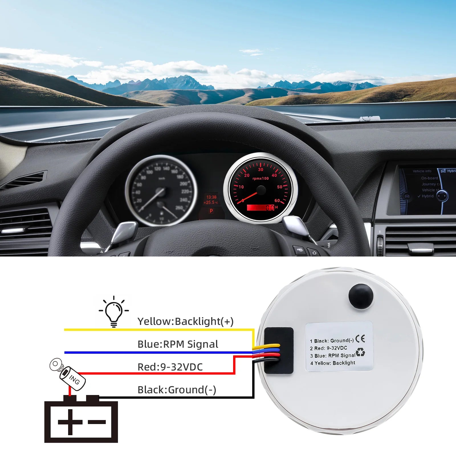 85MM Digital Tachometer 3000-8000 RPM | 7-Color Backlight LCD for Boat Car Marine RV lifestyle view