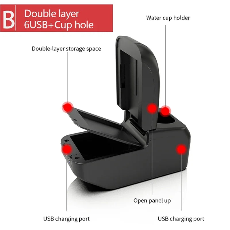For Suzuki Ertiga special armrest interior upgrade modification multi-function storage center console cup holder car USB accesso