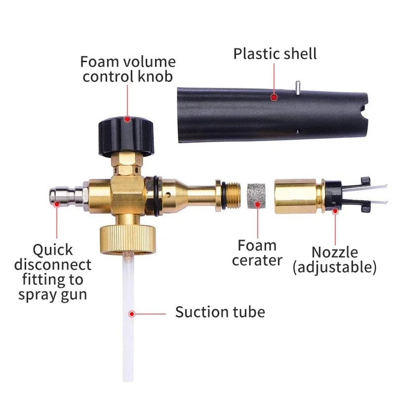 Pressure Washer Short Gun Foam Cannon Combo | 5 Nozzle Alloy Sprayer with 1L Tank lifestyle view