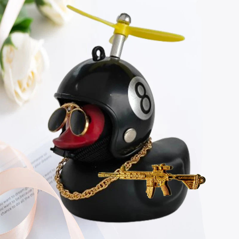 Motor Accessories Yellow Duck with Helmet for Bike Without Lights Auto Car Accessories close-up view