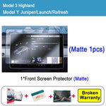 Tempered Glass Screen Protector for Tesla Model 3 Y Highland Juniper 2024-2025 | HD Matt detail view