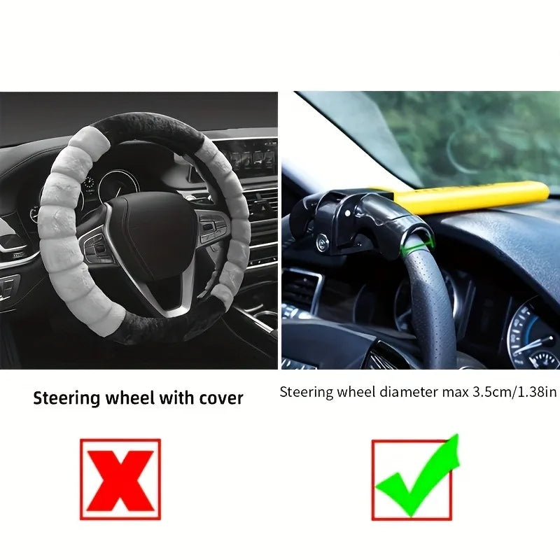 Car Steering Wheel Lock Universal Heavy Duty Stainless Lock Anti-theft Car Security Rota detail view