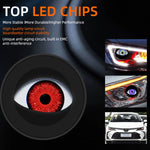 2pc Dynamic LED Car Headlights Devil Eye LED Car Light Headlight Assembly Modified Eag close-up view