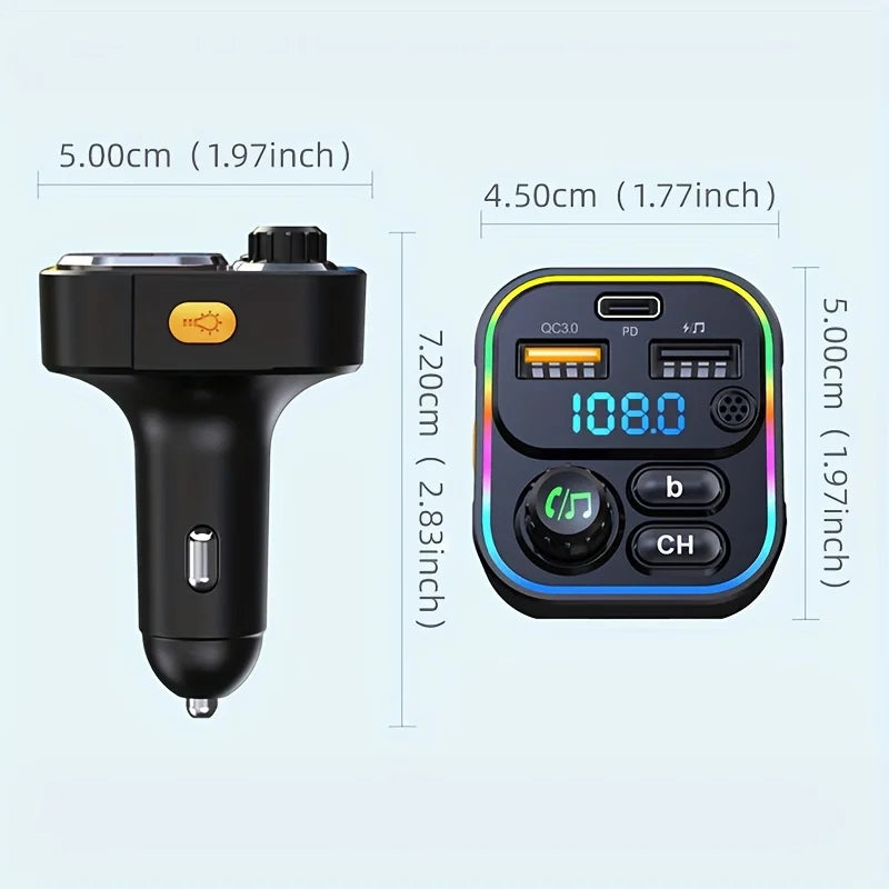 FM Transmitter Bluetooth 5.3 Handsfree Car AUX Radio Modulator MP3 Player with PD20W lifestyle view