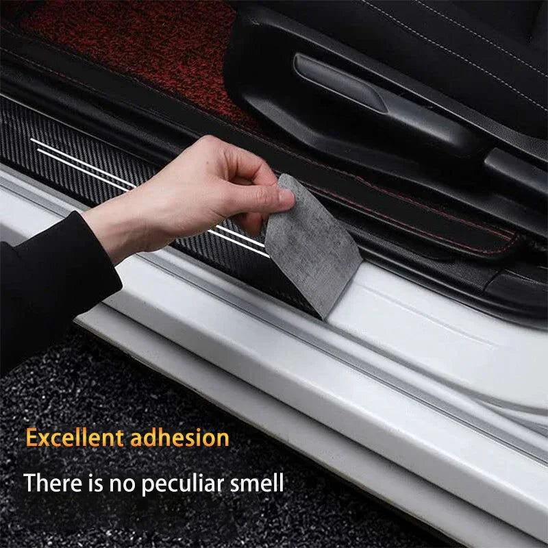 New Universal Imitation Carbon Fiber Leather Car Door Sill Protection Strip Tough And Du detail view