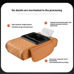 Car Armrest Cushion Organizer PU Leather Center Console Pad close-up view