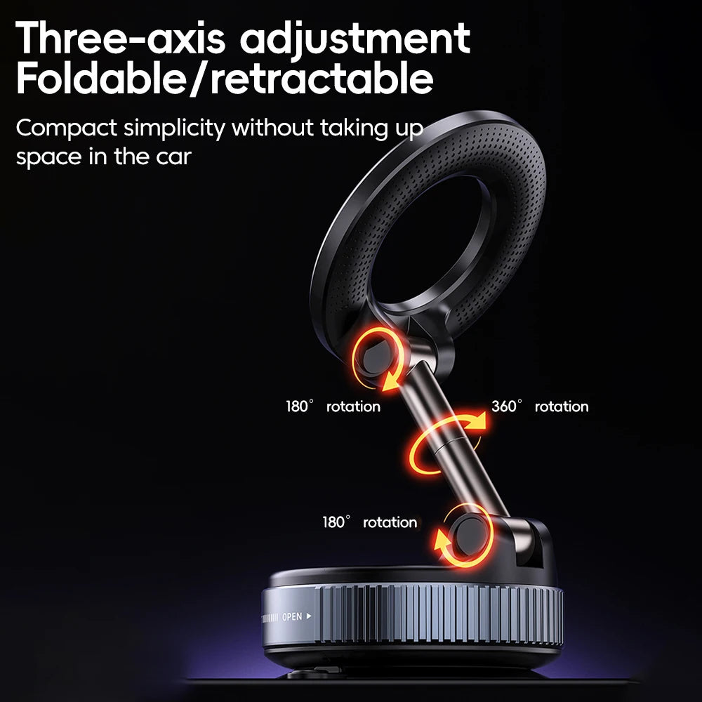 Car Phone Magnetic Stand Foldable Design 360° Rotation Adjustable Vacuum Strong Sucti alternate view