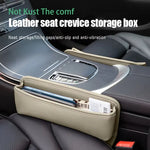 Car Seat Gap Organizer Storage Box Nappa Leather Multifunction Universal Crevice Side close-up view