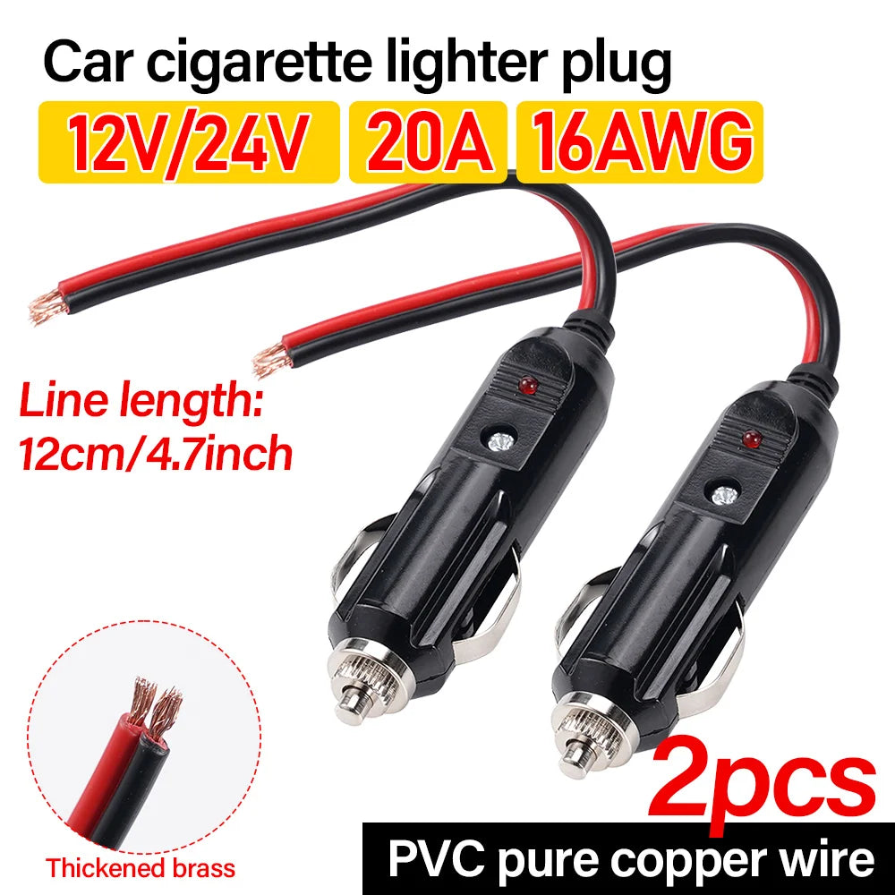 Copper Wire High-power 16AWG 12V 24V Auto 20A Car Cigarette Lighter LED Socket Plug Conn detail view