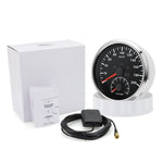 GPS Speedometer and Tachometer Combo | 2 in 1 110mm Gauge with GPS Antenna close-up view