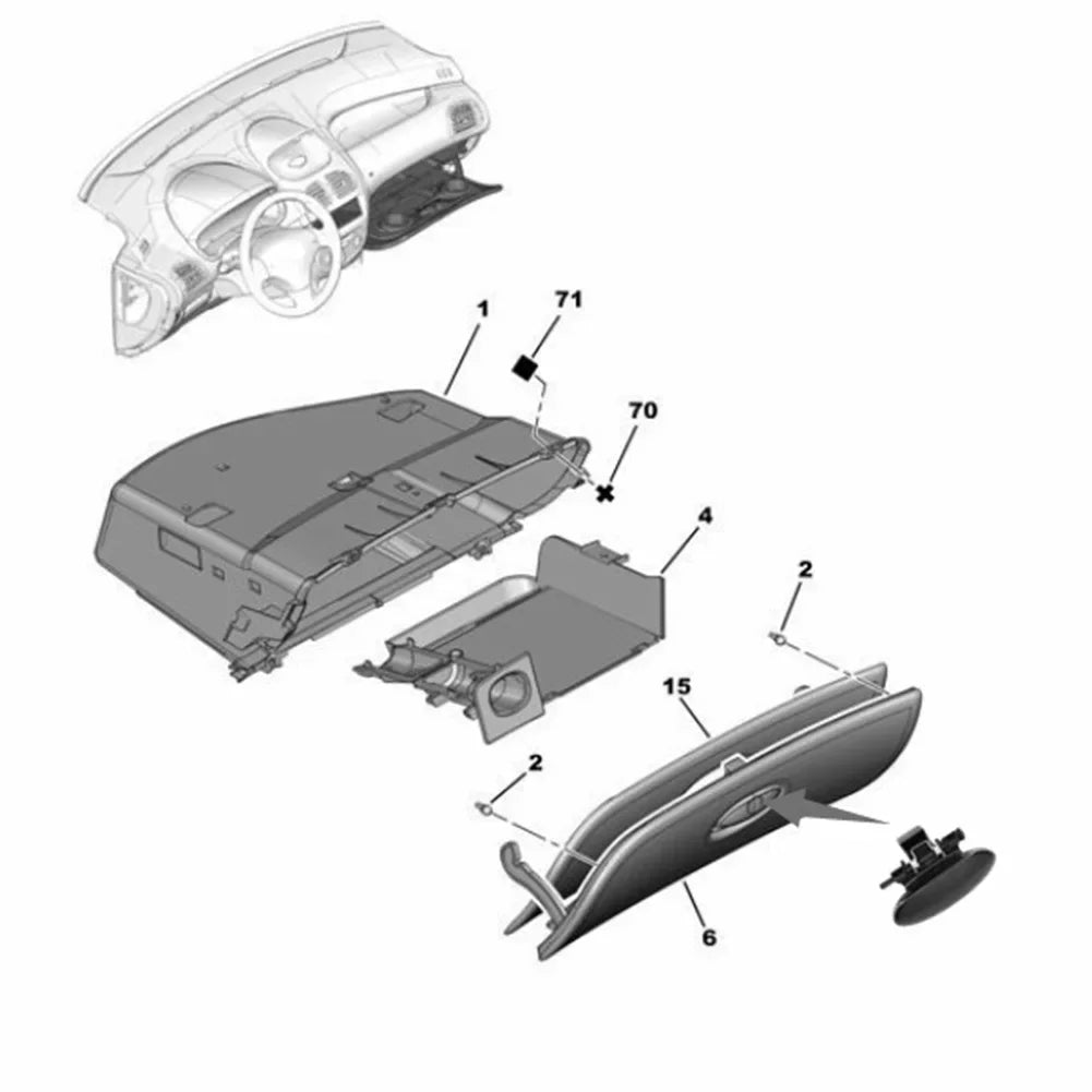 Car Interior Replacement Black Car Interior Handle Aftermarket Glove Box Parts Refurb alternate view