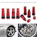 4pcs Universal Metal Car Motorcycle Tubeless Wheel Tyre Valve Stems Caps | Aluminum Al close-up view