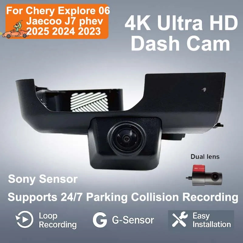 4K UHD Plug and Play WiFi Car DVR Dashcam for Chery Explore 06 Jaecoo J7 2023 2024 2025 | APP-Contro