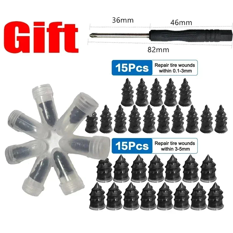 10/20/30Pcs Car Tyre Repair Rubber Nails Set Universal Cars Motorcycle Patch Nails Tru close-up view