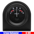 Vehicle Meter 12V Automobile Car Gauge 2inch 52mm Voltmeter with Black Shell White LED Voltage 8-16V VOLTS for Gasoline Car