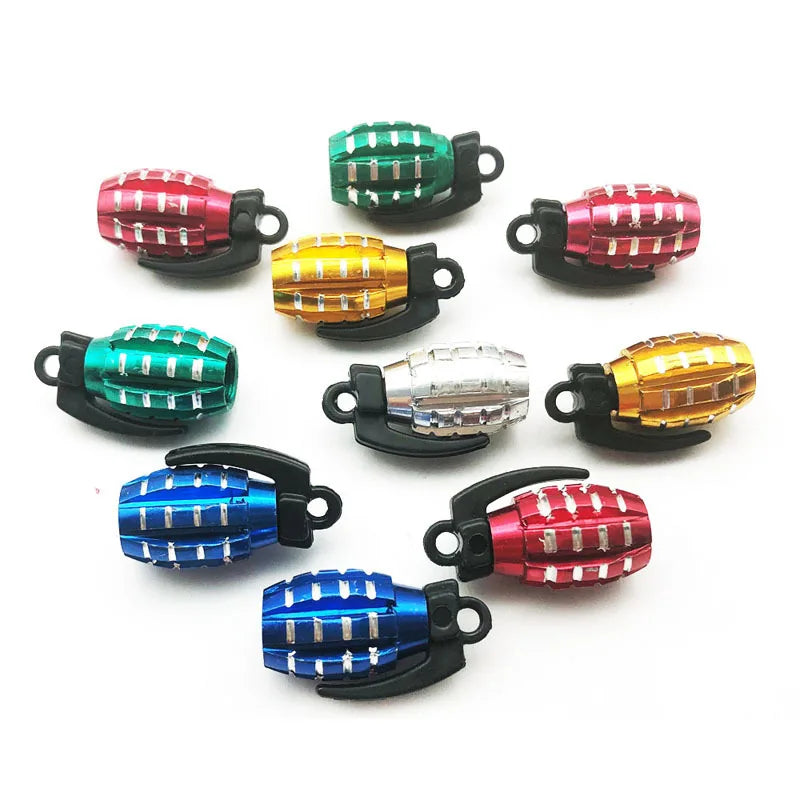 4pcs Aluminum Grenade Tire Valve Caps | Dust Proof Car Tire Stem Covers additional angle