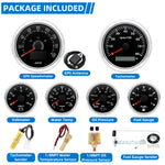 6pcs Gauge Set 160MPH 200km/h GPS Speedometer Tachometer Water Temp Fuel Voltmeter additional angle
