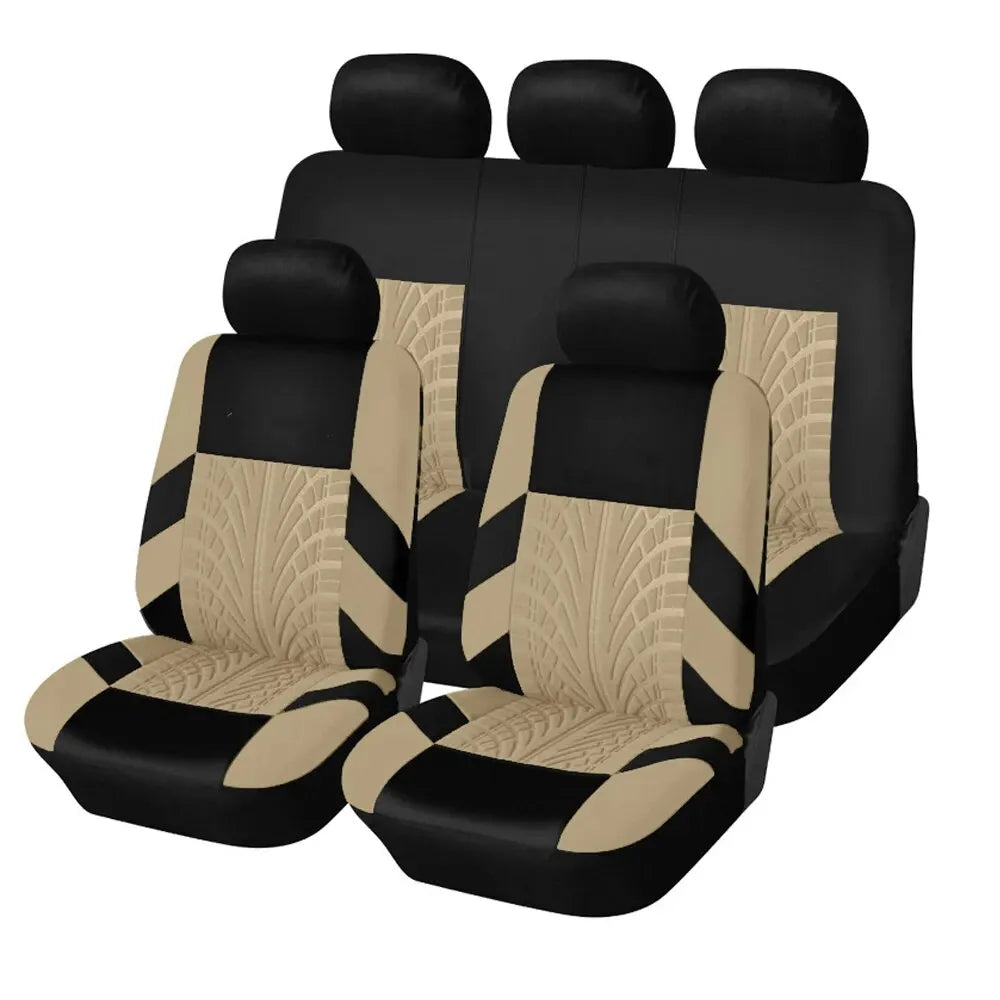 Car Seat Covers Full Set Front Split Rear Bench For Car Universal Cloth SUV Sedan Van close-up view
