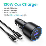 【New-in】UGREEN 130W Car Charger Fast Charging PD Quick Charger USB Type C Phone Charge close-up view