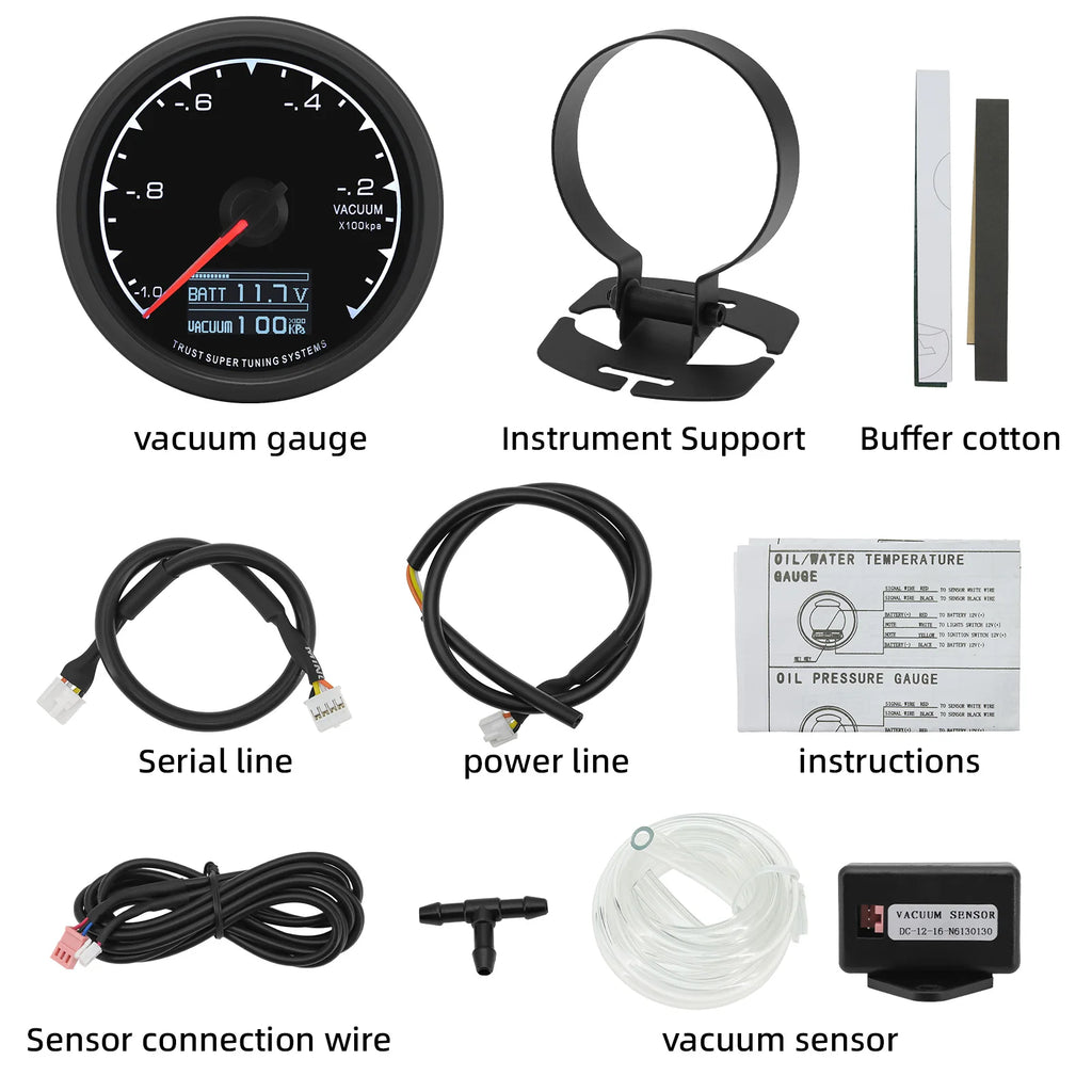 7-color Backlight Display Gauge Boost Water Temp Oil Temp Oil Pressure Voltmeter RPM Tachometer Racing Meter With Sensor Bracket