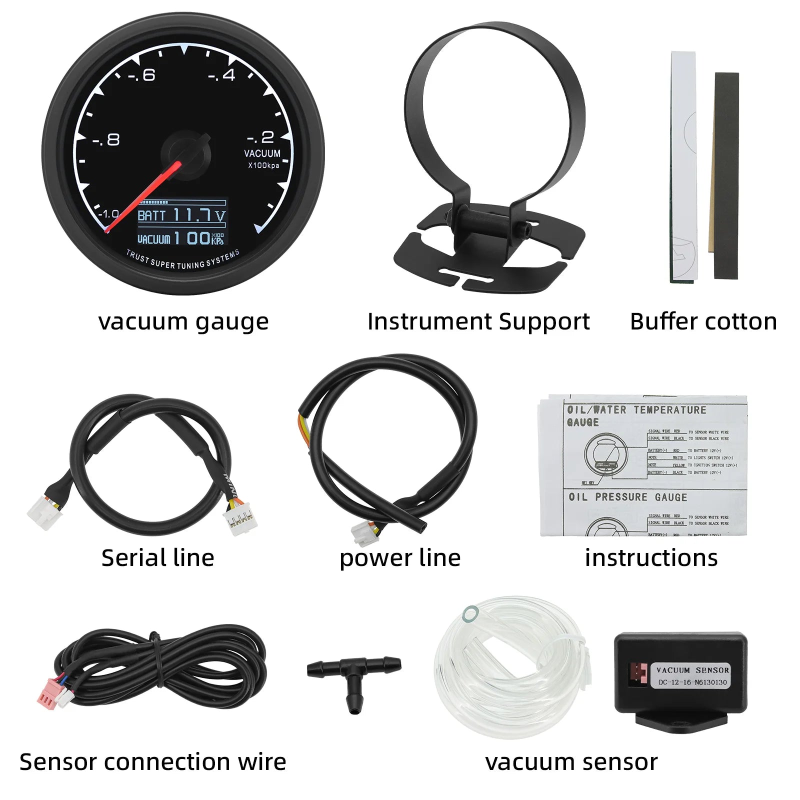 7-Color Backlight Display Gauge Set | Boost Water Temp Oil Pressure Tachometer lifestyle view