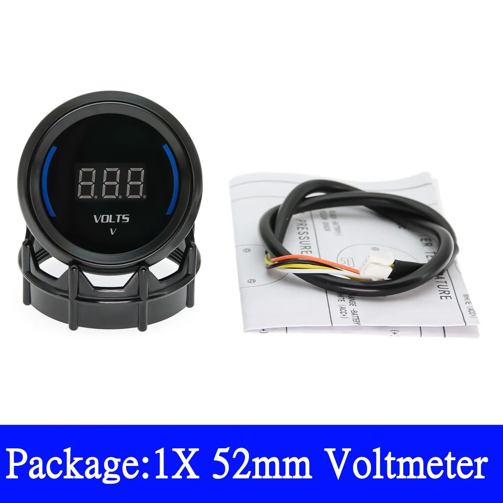 52mm Car Gauge Set | Digital Turbo Boost Water Temp Oil Pressure Voltmeter additional angle