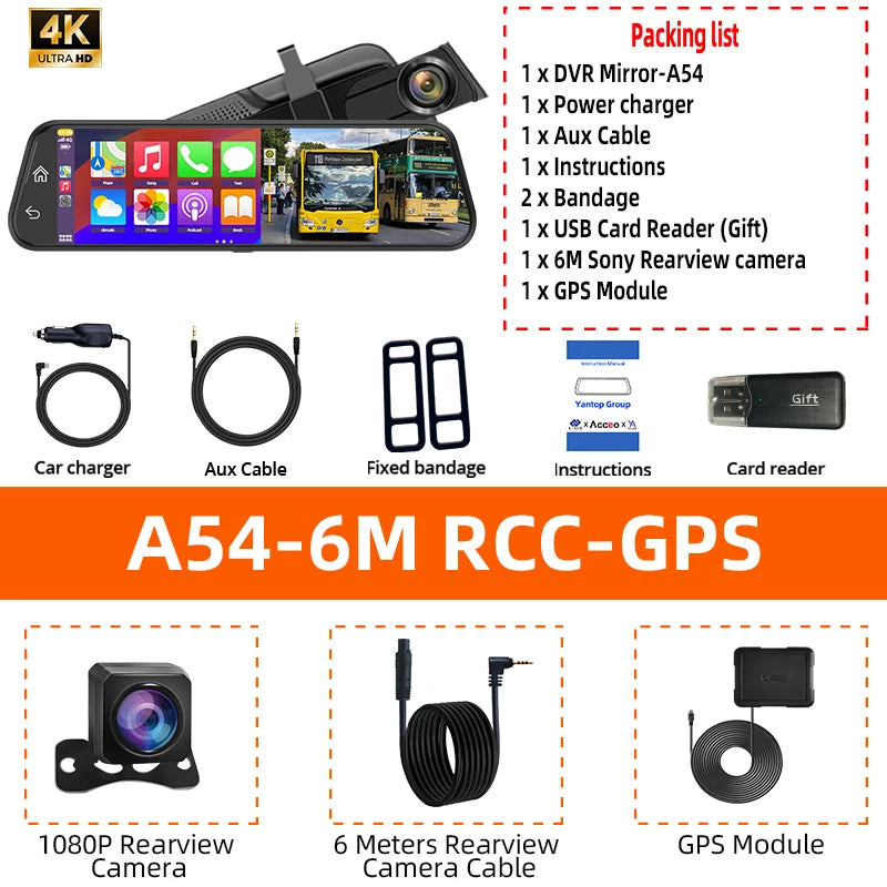 4K HD Car DVR Touch Screen | Dash Cam with Carplay & Android Auto detail view