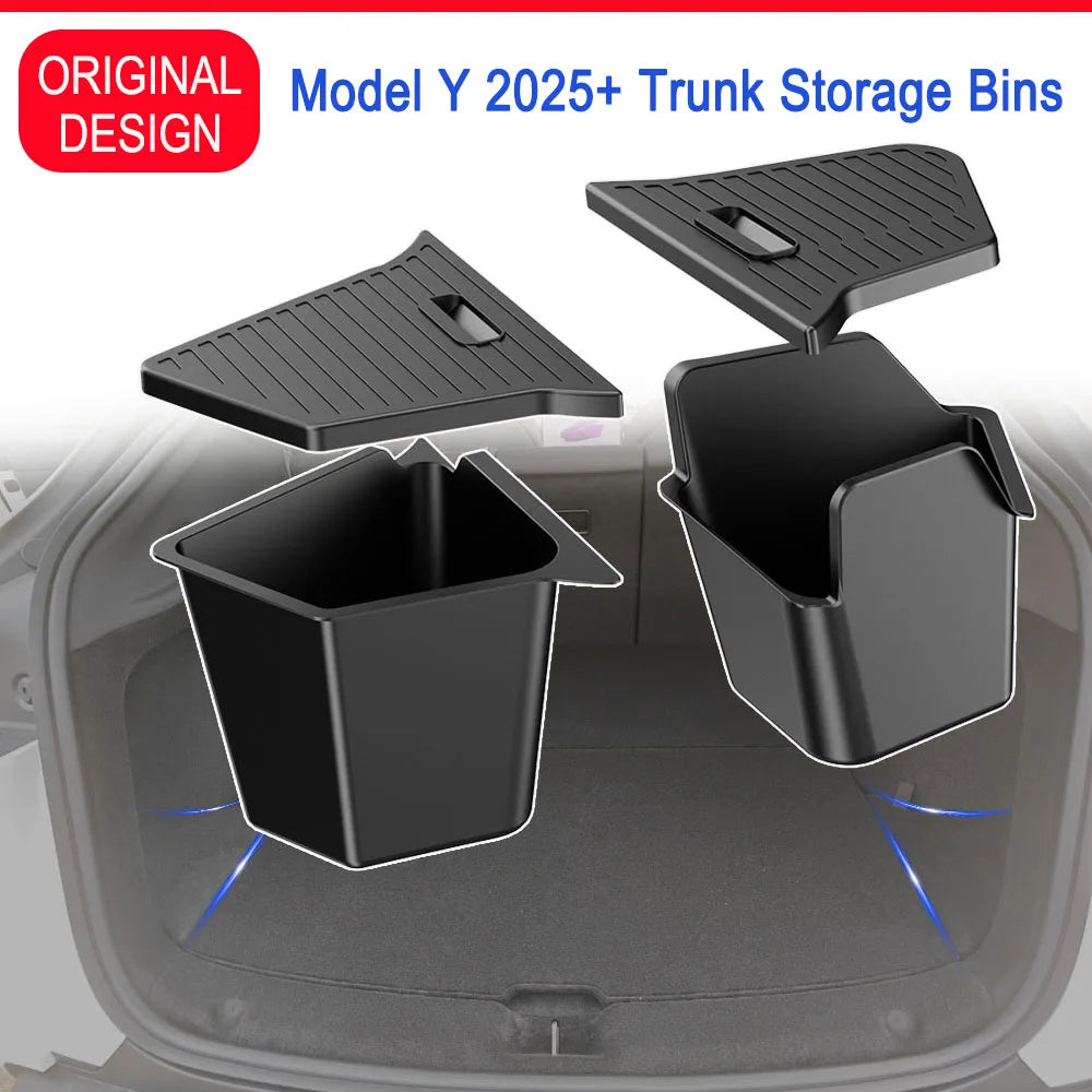 Tesla Model Y Juniper 2025 Trunk Side Storage Box – Flocked TPE Boot Organizer & Anti-Dirty Mat (7 K