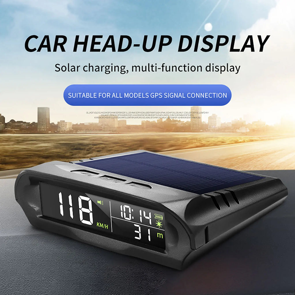 Car HUD Head-Up Display Universal Beidou Satellite Speed Odometer Solar Wireless GPS Altitude Temperature Instrument