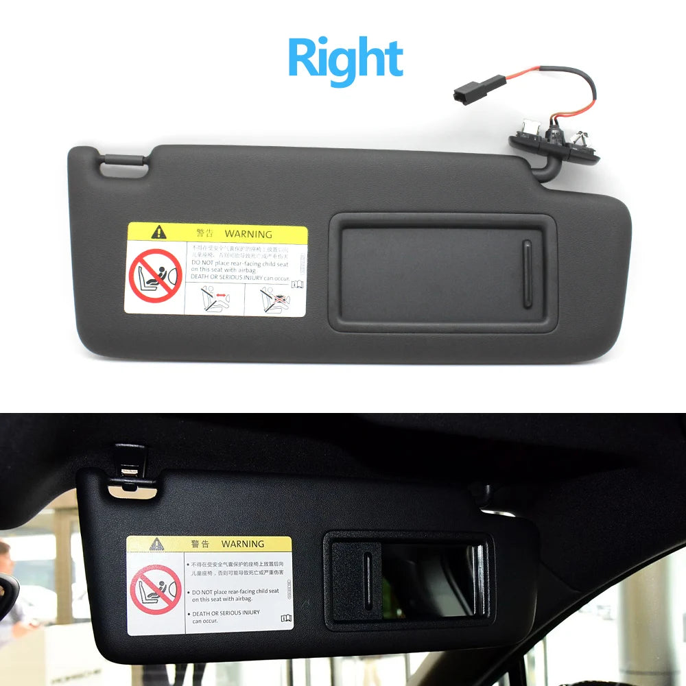 LHD Black Car Left Right Sun Shade Visor Panel Makeup Cosmetic Mirror Cover For Porsche Macan 2014-2024 95B857551 95B857552