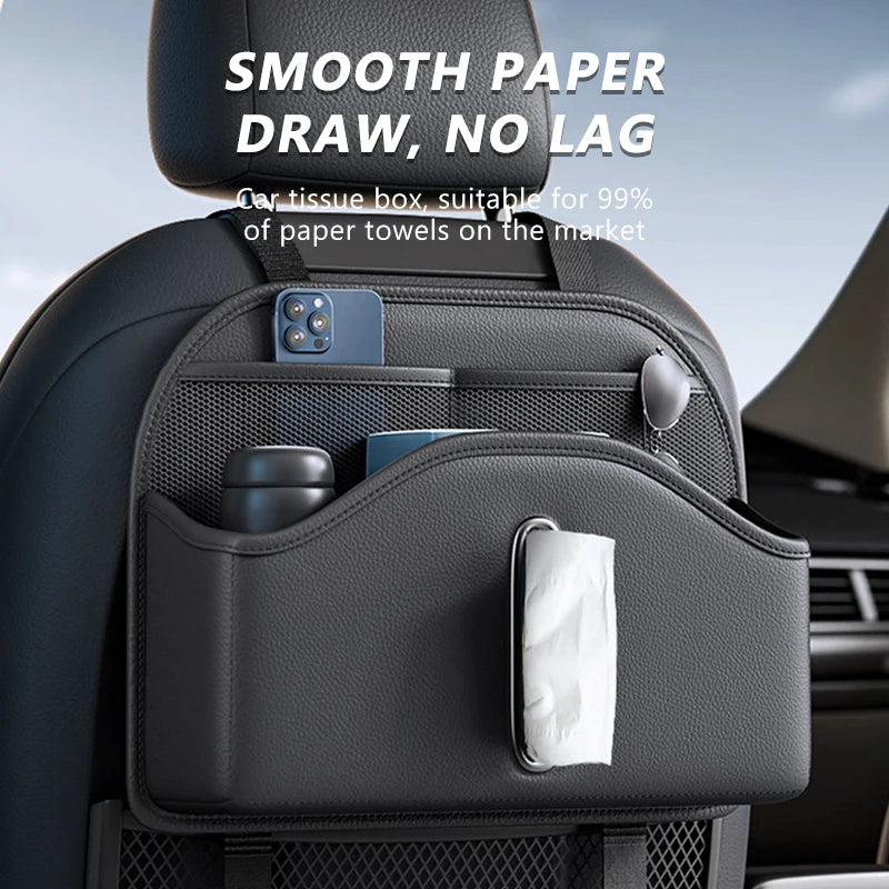 PU Leather Car Seat Back Organizer Hanging Storage Bag