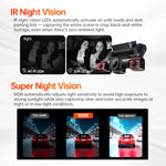 XUOIB I9pro 4CH Dash Cam 4K Front 360° Car Camera 4" Touch Screen WiFi GPS Night Vision DVR Support 24H Parking Monitor&256Gmax
