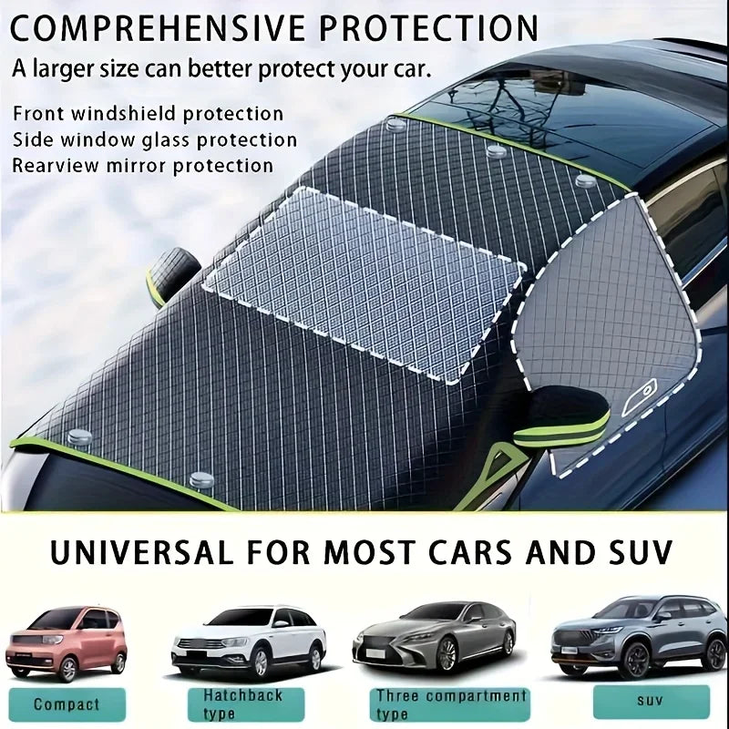 Car Snow Cover Winter Front Windshield | Anti-Freeze Magnetic Half Cover alternate view