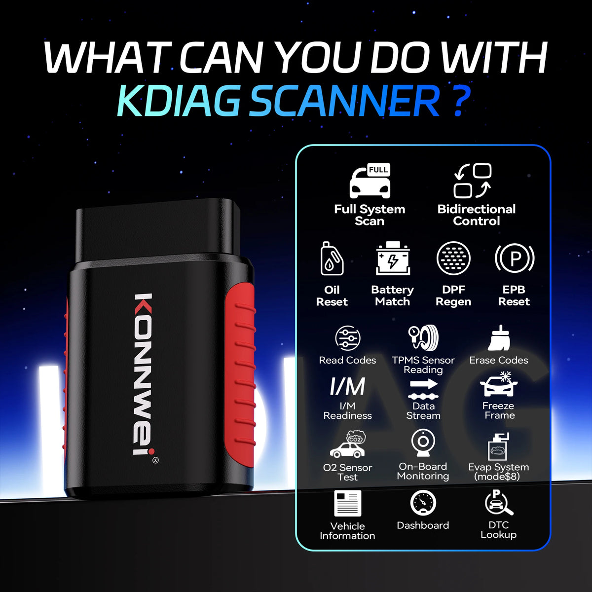 2026 KONNWEI KDIAG Full System Auto Scanner Reset SAS EPB Service ECU Programmer OB additional angle