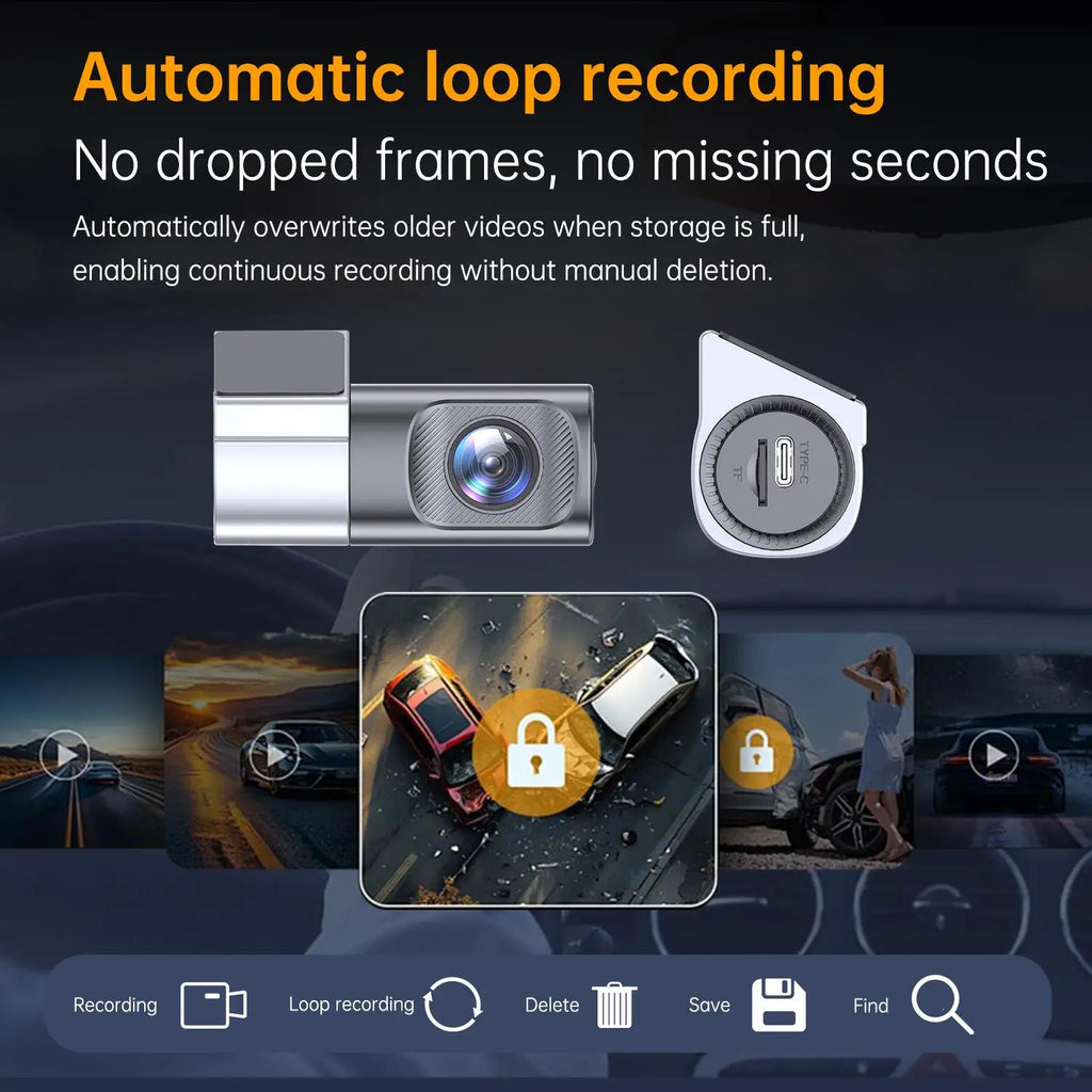Mini Hidden 1080P Dash Cam | Night Vision, 24H Parking, Loop Recording, App Control