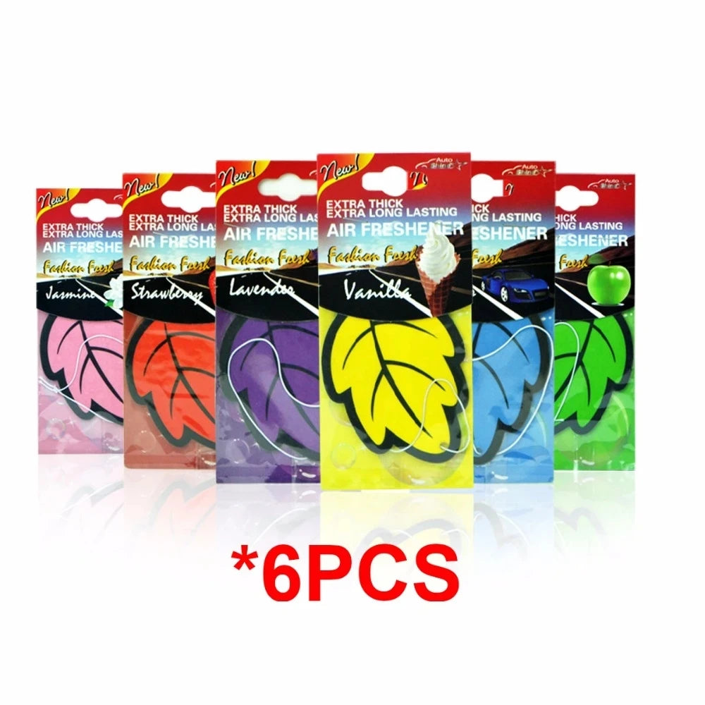 6PCS Car Air Freshener Natural Scented Tea Paper Auto Hanging Vanilla Perfume Fragran alternate view