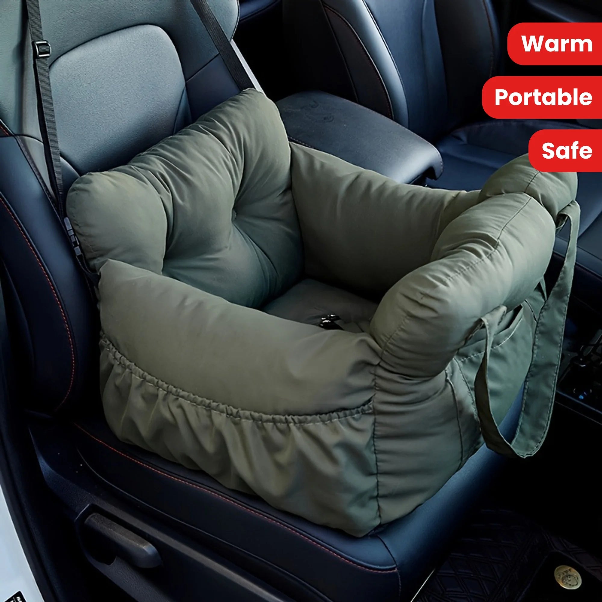 Dog Car Seat with Safety Belt | Non-Slip Pet Travel Bed for Small Dogs
