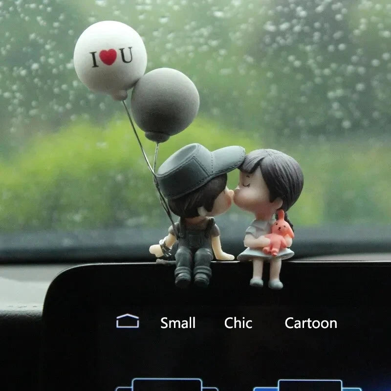 Cute Ornaments Couple Action Figurines Balloons For Car Dashboard Decoration lifestyle view