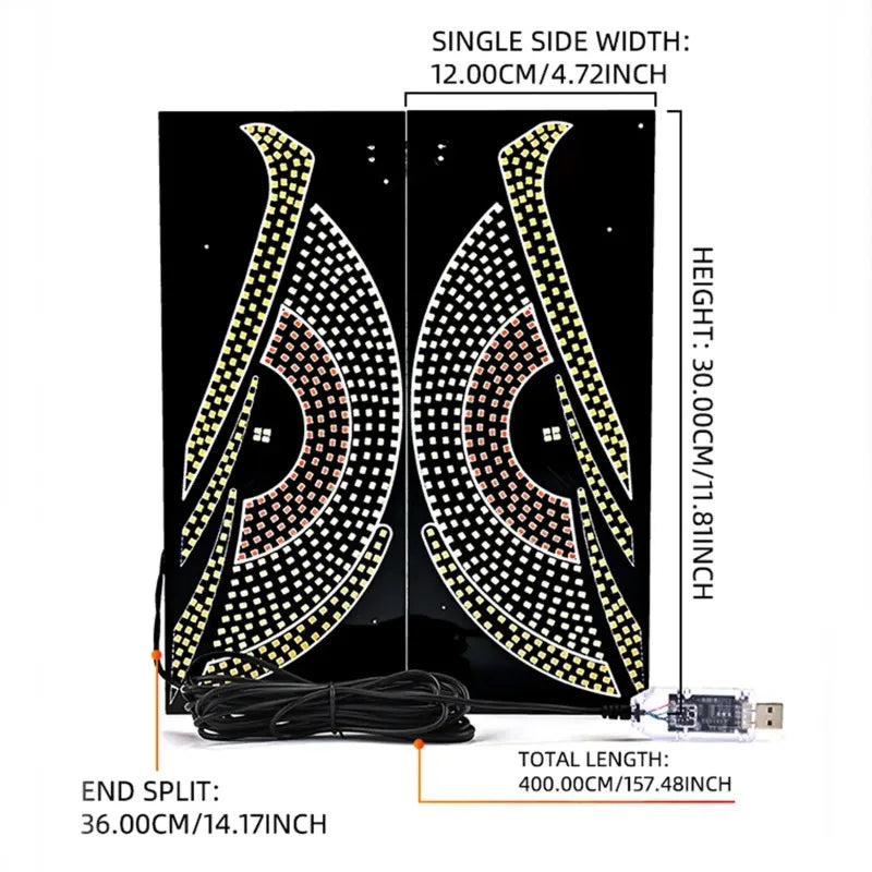 USB Dynamic LED Eye Display Pixel Panel | Car Truck Demon Eyes Windshield Decoration Lig detail view