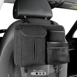 Car Backseat Organizer with Tissue Box – Multi-Pocket PU Leather Hanging Storage for Universal Vehic