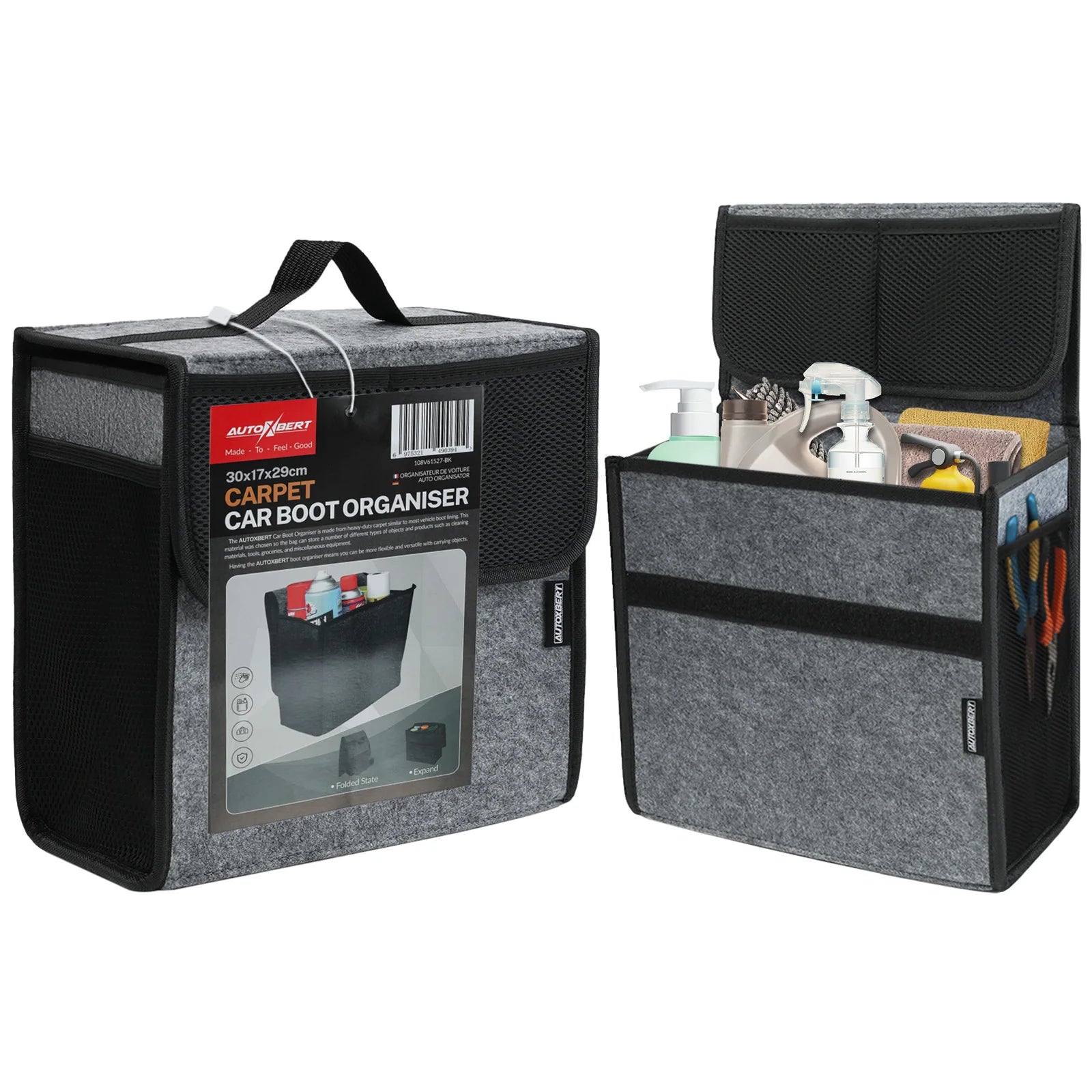 Car Trunk Organizer Felt Boot Organizer Storage Bag | Universal Collapsible Cargo Box alternate view