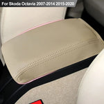 Car Armrest Box Center Console Lid Armrest Cover Microfiber Leather Cover For Skoda Octavia 2007-2014 2015-2020