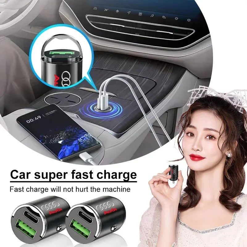 1Pcs Car Charger USB Type-C Fast Charging Adapter For Audi sline TT Q2 Q3 Q5 Q7 Q8 additional angle
