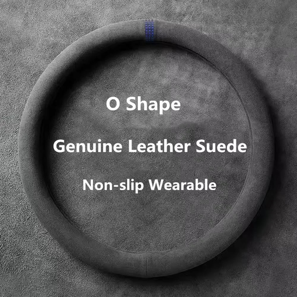Ultra-Thin Suede Steering Wheel Cover Non-Slip D-Shaped round Breathable Car Wheel Pr alternate view