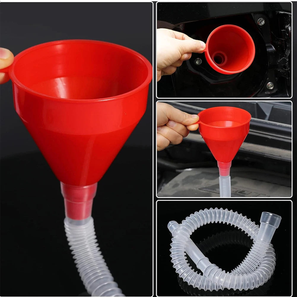 Universal Car Refueling Funnel Telescopic Filling Funnels Car Motorcycle Engine Gasoli close-up view